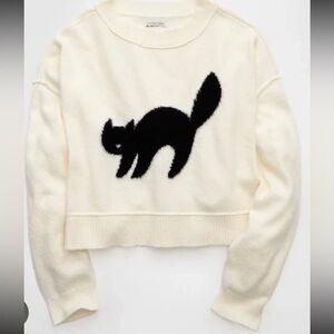 American Eagle Black cat sweater